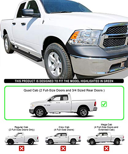 Estribos negros de acero inoxidable 5in para Dodge Ram 1500 miniatura 2