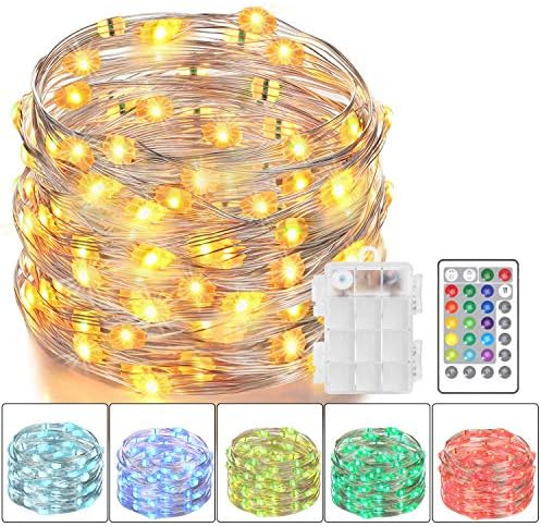 Asmader LED Fairy Lights, USB Plug-in Multi Color Changing String Lights with Remote Control Decorative Silver Wire Lights 33ft 100LEDs for Party,Patio, Indoor/Outdoor, Wedding, Christmas (16 Colors)