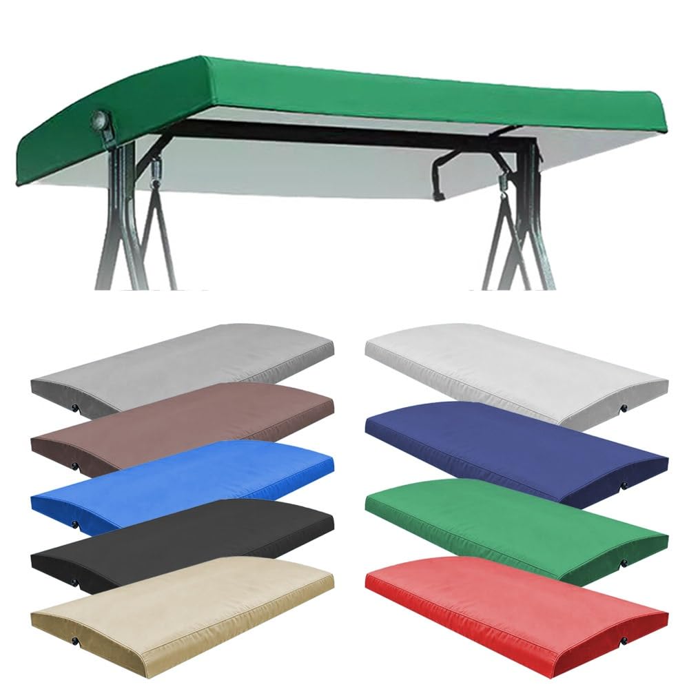 SMCMGECEUZ Porch Swing Canopy Replacement Top Waterproof Swing Top Cover, Universal Swing Chair Canopy Replacement Windproof Hammock Top Cover 210D Oxford(Green)