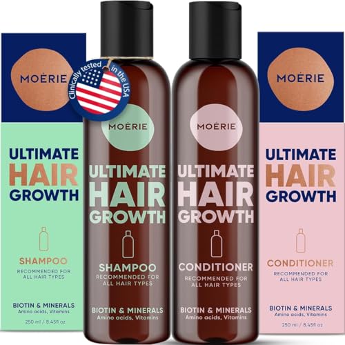 Moerie Volumizing Shampoo and Conditioner for Hair Loss – Thickening Products with Ingredients of Natural Origin – Over 100 Active Ingredients for Thick, Long, Luscious Hair, 2 X 8.45 Fl Oz