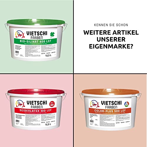 Foto von VIETSCHI Profi DIN Plus 12,5L weiß - doppeldeckende Innendispersion - Deckkraft Klasse 1 - Wandfarbe Weiß - Wand- und Deckenfarbe - ergiebig bis zu 90m2 Wandfläche - Wandfarbe weiß hohe Deckkraft