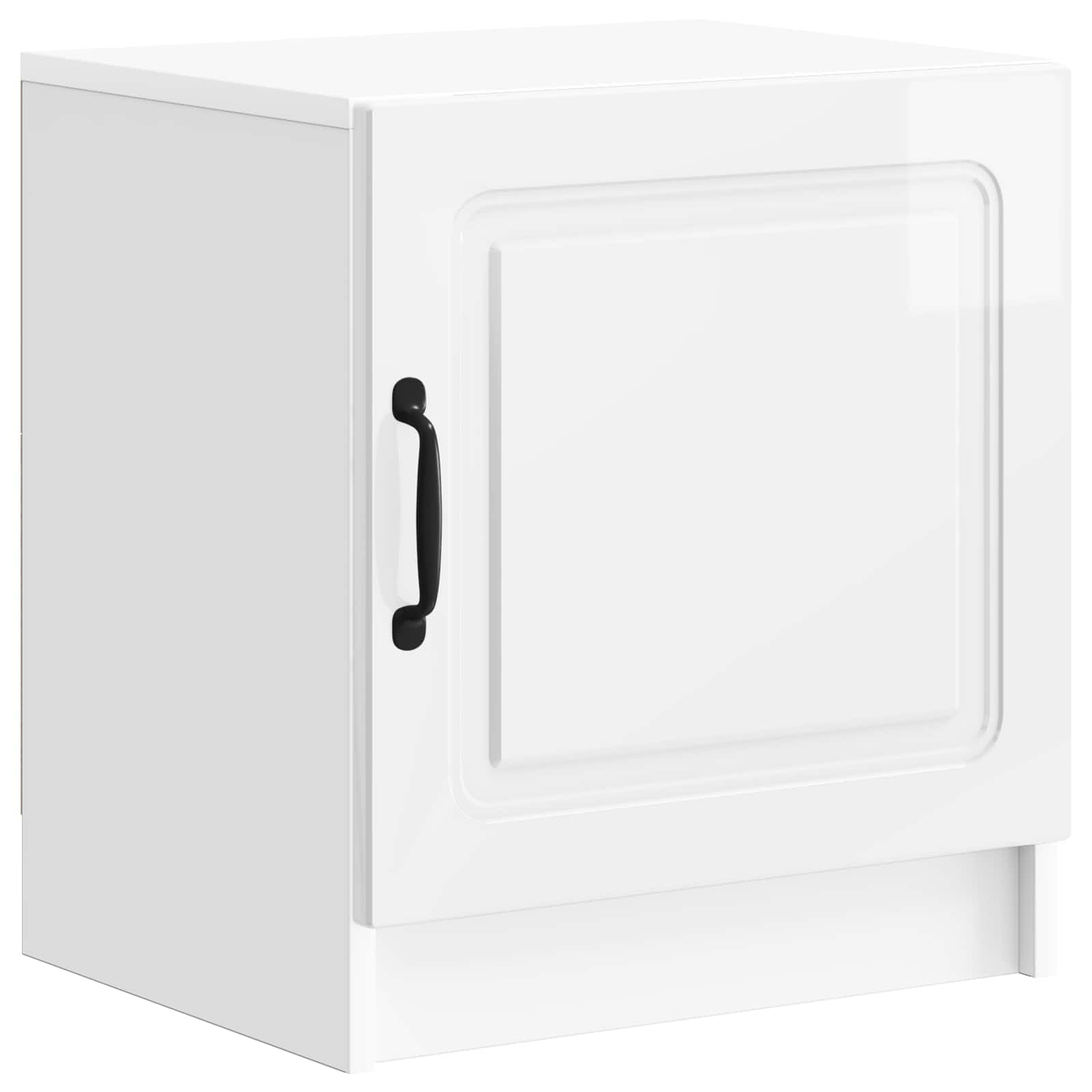 Mesita de noche brillante blanco 43 x 34,5 x 47 cm madera