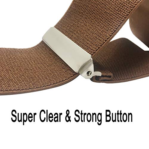 Moulen Men's X-Back 2 Inches Wide Heavy Duty Clips Adjustable Suspenders, Black, Size Large #TOP2