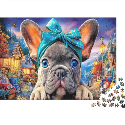 Rompecabezas de 1000 piezas de bulldog para adultos, cuadro decorativo de 70x50 cm ecoamigable
