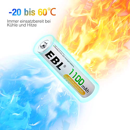EBL AAA oplaadbare batterijen 1100mAh 16 stuks Ni-Mh batterij, hoge capaciteit en lange levensduur - Afbeelding 6