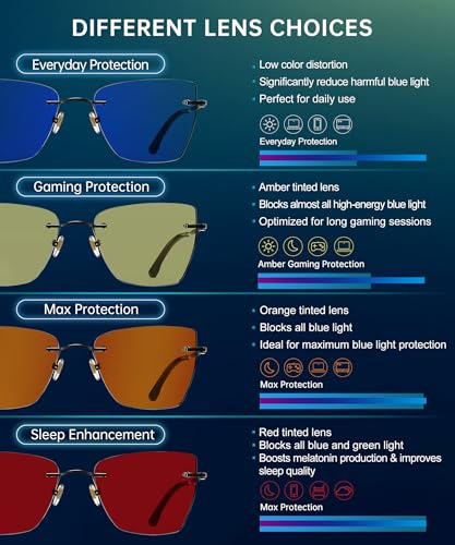 Image of ANYLUV Rimless Blue Light Glasses for Women /Men, Fashion Lightweight Blue Light Blocking Glasses with Stylish Metal Temples