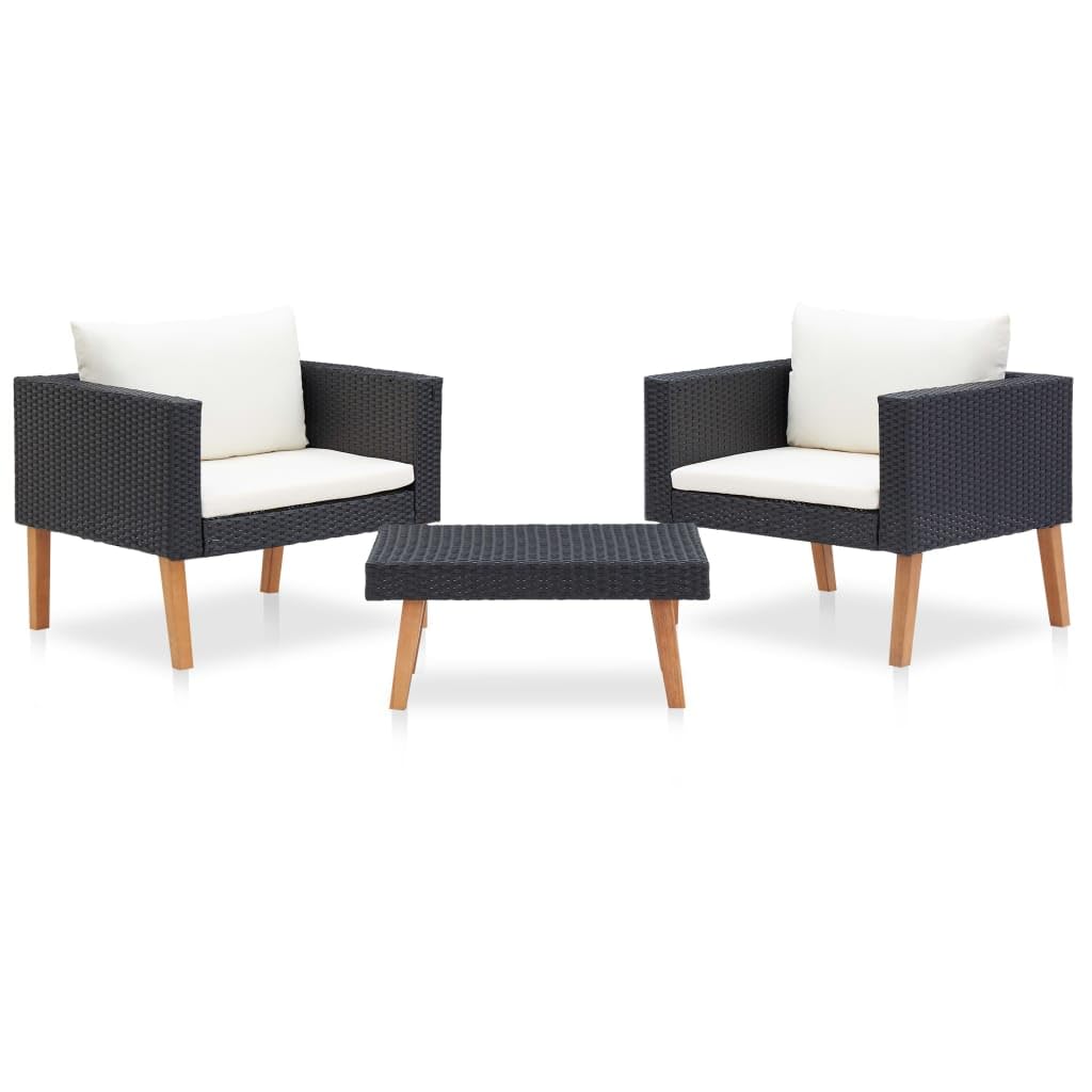Juego de salón de jardín elegante en poliratán negro con acabados finos