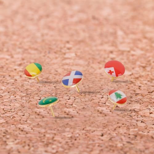 FHUIEWRY 194 peças de tachinhas de polegar de bandeira nacional, pinos de mapa para mapa de viagem,