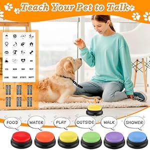 6pcs Canine Speaking Button Set Canine Buttons for Communication 30s Voice Recording Canine Coaching Buttons Talking Pet Buttons Buzzer with Antislip Canine Button Mat 24 Stickers 16 Aaa Batteries Cucciolini Doodles 6pcs canine speaking button set canine buttons for communication 30s voice recording canine coaching buttons talking pet buttons buzzer with anti slip canine button mat 24 stickers 16 aaa batteries cucciolini doodles