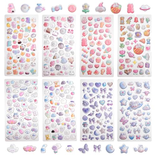 シール 3D 立体シール 8シート ご褒美ステッカー ジュエルステッカー 交換 