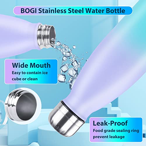 Image of BOGI Insulated Water Bottle, 25oz 2 Pack Stainless Steel Water Bottles, Leak Proof Sports Metal Water Bottles Keep Drink Cold for 24 Hours and Hot for 12 Hours BPA Free kids water bottle for School