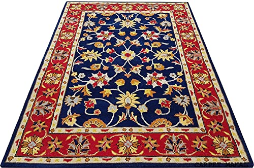 Image of Carpet Mahal Export Quality Handmade Tuffted Pure Woollen Carpet for Living Room Bedroom Size 6 x 6 feet Square (180X180 Cm) Color-Multi