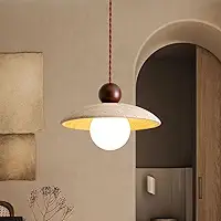 Lustre pendente estilo Wabi Sabi G9 em pedra natural para restaurante, com altura ajustável, ideal para balcão de bar, ilha ou mesa de jantar. Luminária de três braços em madeira maciça (cor