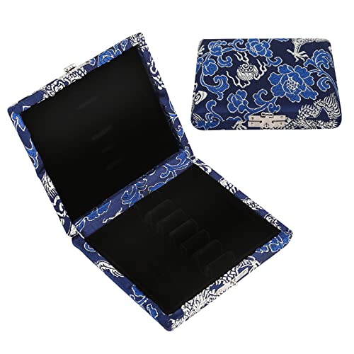 Kodrily 1Pcs Oboe Case, Bassoon Case, Wooden Silk Cloth Cover Case Holder, 3.54 x 3.15 x 0.78 Inch Layers Case Storage Box for 6pcs Oboe Protect Container Oboe Accessories (Blue)