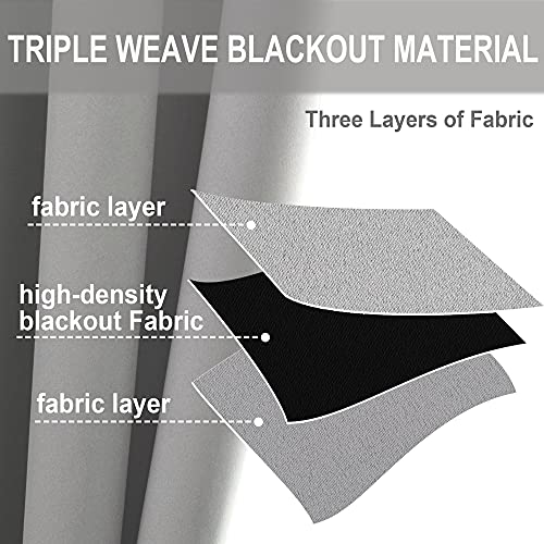 CUCRAF Blackout Curtains for Bedroom & Living Room, Light Grey 69 Inch Drop 2 Panels - Image 4