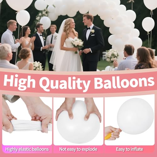 Image of White Balloon 110pcs, 12 Inch Thickened Round Helium Balloons for New Years Christmas Birthday Engagement Bridal Shower Party Backdrop Decorations