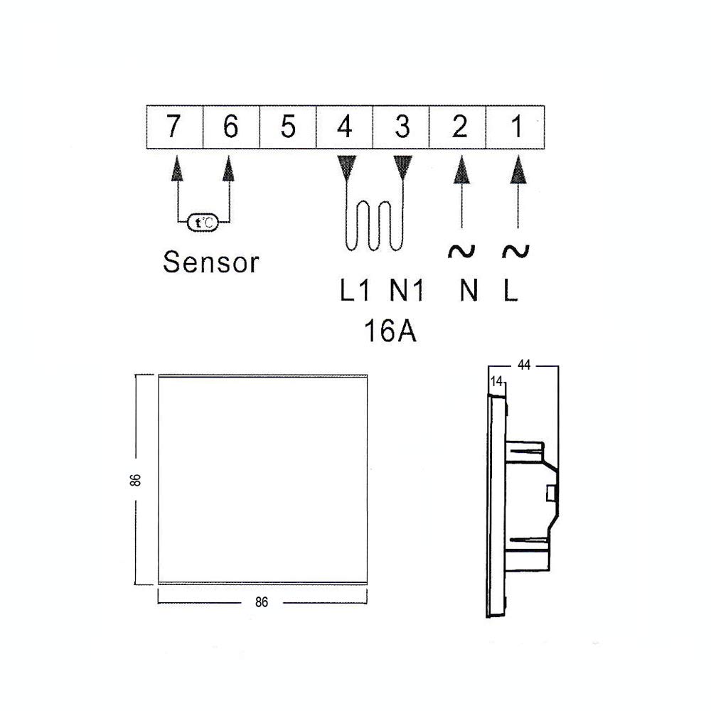 Design Touchscreen Thermostat Warm Life – Digitales Raumthermostat programmierbar mit Internem Temperatursensor und Bodenfühler - Heizungssteuerung für Fußbodenheizung. 16A