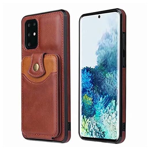 Fodral till iPhone 7 Plus, iPhone 8 Plus – plånboksfodral för iPhone 7 Plus, iPhone 8 Plus läder smal folio mjuk silikonstötfångare med kortfickor stötsäker baksida flip skyddande fodral brun