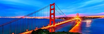 Golden Gate Bridge At Dusk Panoramic Photo Photograph Cool Wall Art Print Poster 36x12