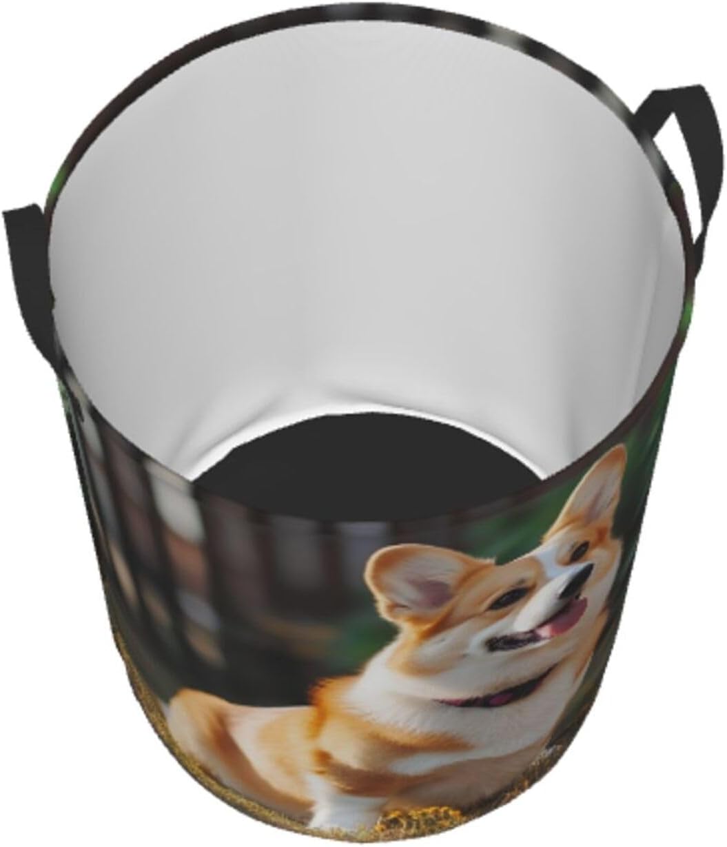Dog Corgi Laundry Basket With Handles Foldable Oxford Cloth Tote Bag Laundry Hamper Waterproof Clothes Storage Bucket Toy Organizer For Laundry Room/Bathroom/Bedroom/Dormitories