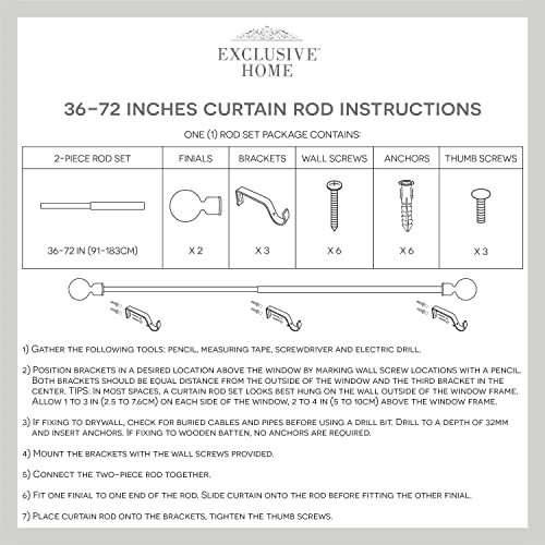 Exclusive Home Curtains Acanthus 1" Window Curtain Rod and Finial Set, Adjustable 36"-72", Off White by Exclusive Home - Image 8