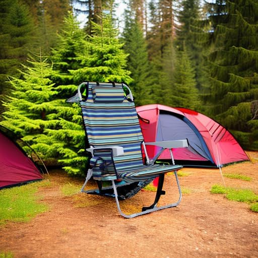 Backpack Beach Chair for Adults, Folding Beach Chair with 4 Positions, Heavy Duty Chair with Large Cooler Pouch Support to 350LBS (Stripes_Blue&Cyan&Yellow) - Image 2