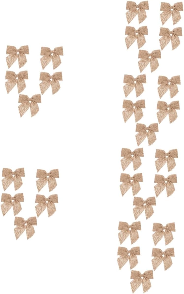 30pcs Handmade Christmas Bow Decorations Jute Burlap Wedding Adornments for Festive Events for Tree Layouts and Wreaths