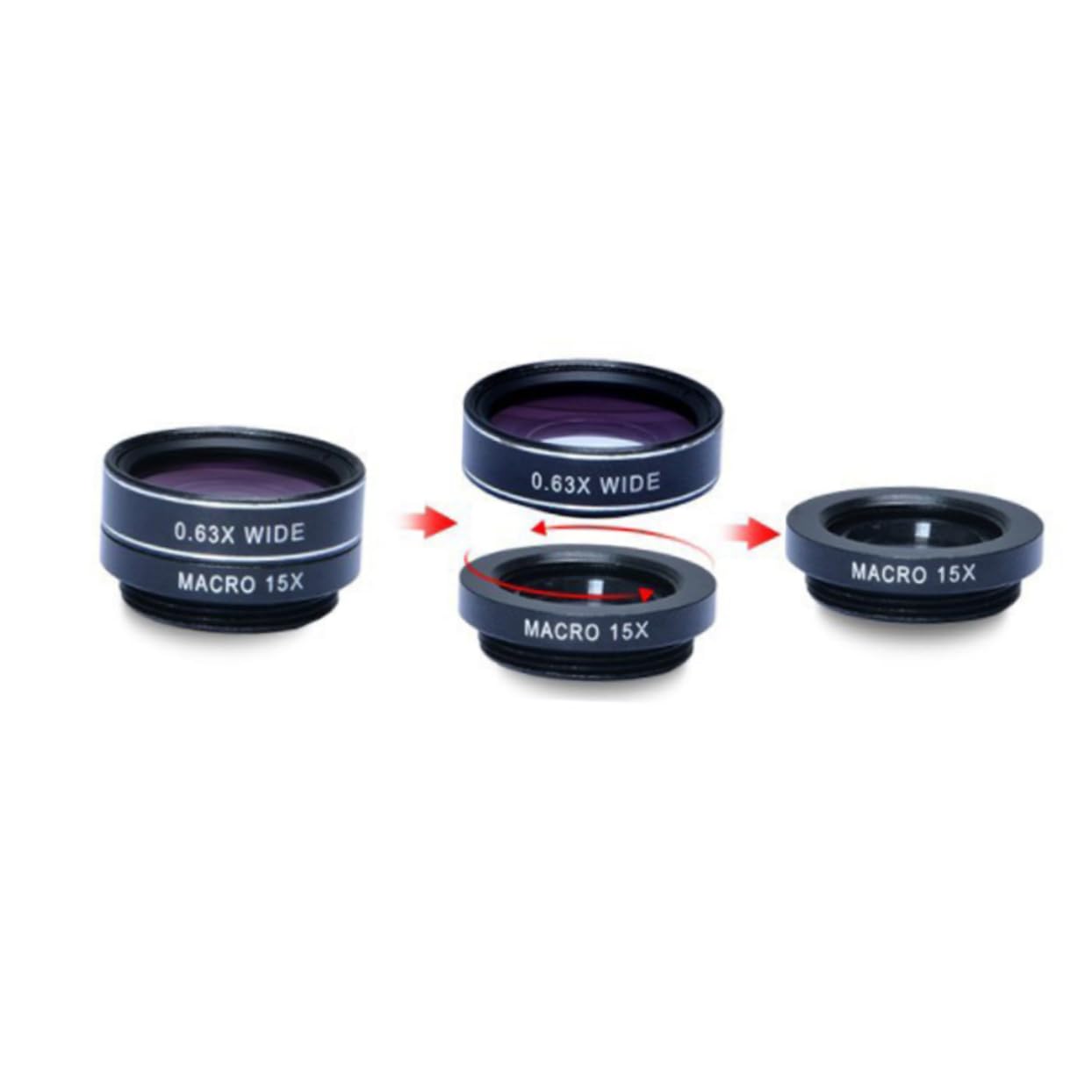 3piezas Kit De Lentes Móviles para Fotografía Incluye Lentes Ojo De Gran Angular Macro y Teleobjetivo Compatible La Mayoría De Smartphones Fácil Instalación y Uso