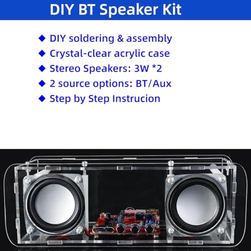 DIY Stereo Speaker Soldering Practice kit- BT Compatible- Complete Soldering Project kit with Components, PCB & Enclosure, Perfect for Electronics Enthusiasts & Beginners