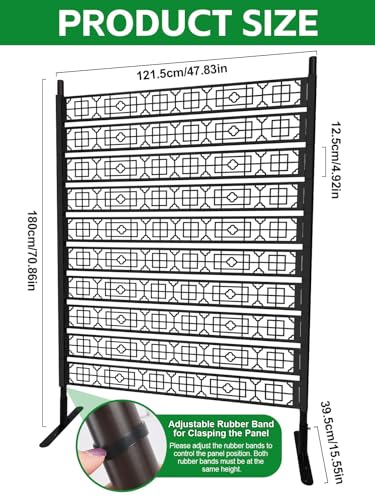 71" × 48" Metal Privacy Screen for Outdoor, Kalolary Privacy Fence Screen Steel Fence Panels for Balcony Patio No-dig Decorative Fences Freestanding Outdoor Divider Decor for Balcony Patio Indoor Room