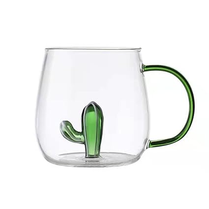 Scizorito Glass Cups , Transparent Three-dimensional Pattern Glass Cup, Bar Beverages Ice Coffee Cup Juice Drinkware, Clear (Cactus Cup 0)