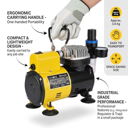 Image of Elephant Piston Type Mini Air Compressor with Fan AS-182 for Air Brushes (Artistic Gun /Pen Gun) for Use Makeup, Cake Decorating, Tattoo, Face, Body Painting Airbrushing (AS182-AC60)