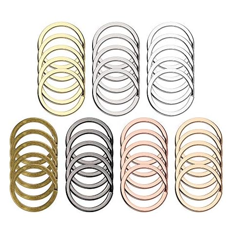 Flat Key Chain Ring, Tiberham Round Metal Split Keychains Rings for Home Car Office Keys Attachment, Organization, Lanyard, Arts & Crafts DIY Accessories, 28 mm/1.1 Inch, 7 Colours, 35 PCS Cover