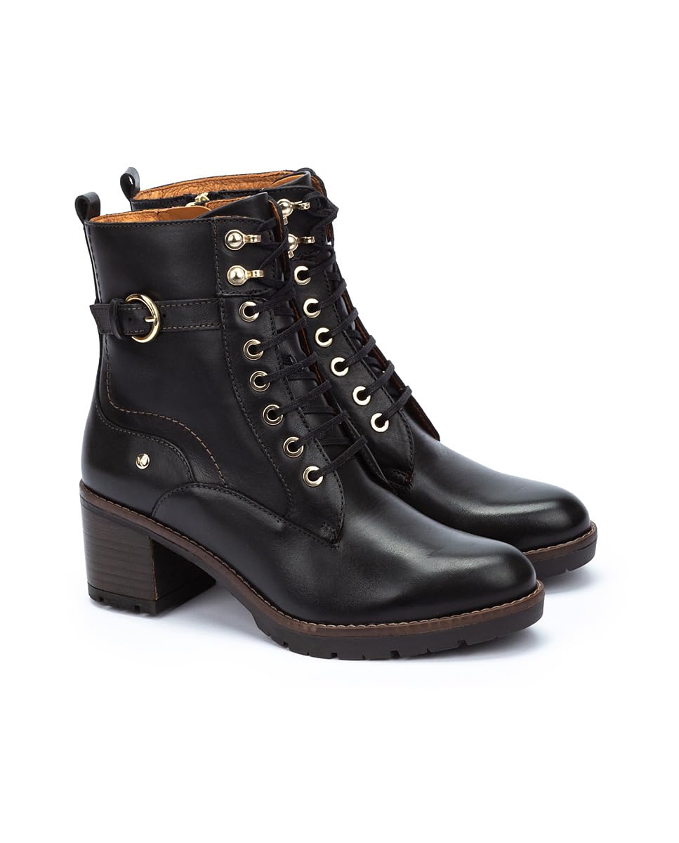 Pikolinos Llanes Stiefeletten mit Absatz Damen | Aus Leder | Schnür- und Reißverschluss | Hoher Absatz | EU-Größe 35–42