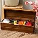 Acacia Wooden Tea Bag Organizers, Tea packet Storage Boxes, Tea Caddy for Tea Bags Chest, Teabag Holder Containers, Teabox Station Display, Organizador De Tes Caja Para Te, 4 Compartments