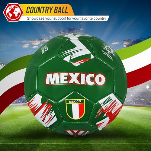 Image of Vizari Country Soccer Ball with Long-Lasting Air Retention Bladder and Machine-Stitched Panels | Consistent Bounce for Passing and Shooting | Eye-Catching National Colors Design