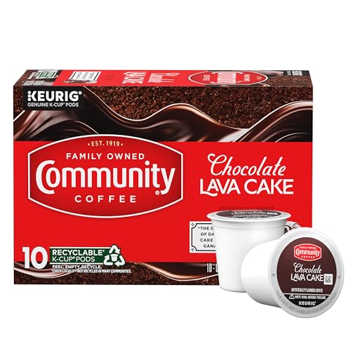 Image of Community Coffee Chocolate Lava Cake Flavored 10 Count Keurig K-Cup Coffee Pods, Medium Roast, 10 Count (Pack of 1)