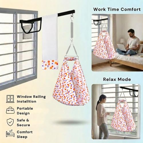 Image of VParents Sleeping Essentials Set with Mosquito Net, Spring & Window Stand (Orange) | Polka Dots