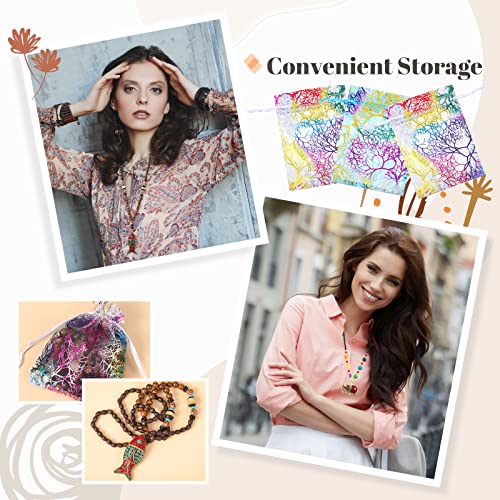 3 Pcs Boho Long Pendant Necklaces For Women Boho Long Wooden Beaded Necklace Handmade Turquoise Fish Elephant Necklace Boho Jewelry With Storage Bag For Women Girls #TOP5