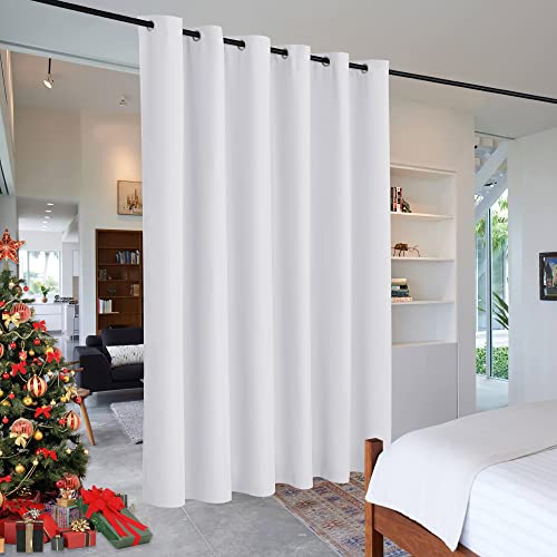 Image of RYB HOME Extra Wide Curtains for Divider Room Separation Soundproof Temporary Door Curtains for Bedroom Closet Office Home Theatre Garage Living Room Drop Cloth, W 120 x L 90 inches, Greyish White