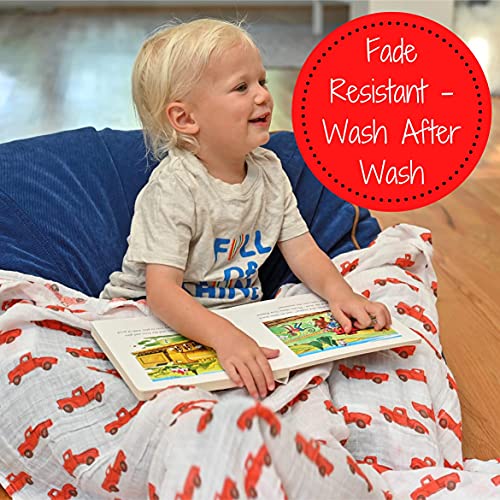 Image of LollyBanks 3 Pack Muslin Swaddle Blanket, 100% Muslin Cotton Soft Swaddle Blankets for Baby Boys, 47 X 47 Inches Cozy Swaddles for Newborns, Baby Essentials, Registry (Trucks Airplanes and Trains)