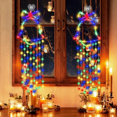 Rideau lumineux LED autonome à piles pour décorer facilement sans prise électrique