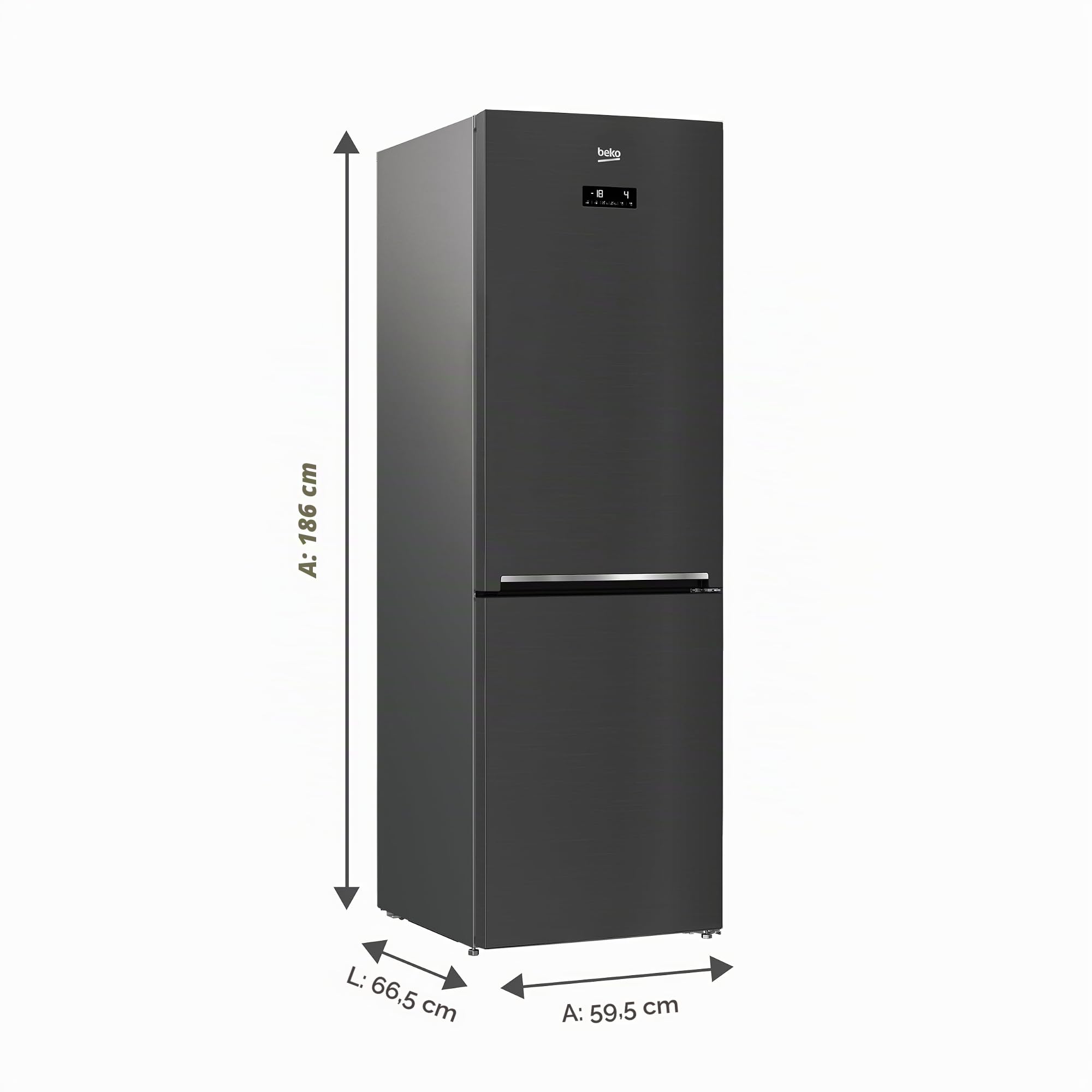Beko RCNE366E70ZXBRN bPRO700 - Frigorífico grande de 323 litros de capacidad total HarvestFresh, NoFrost, silencioso, SmoothFit, 0 °C, Dark Inox