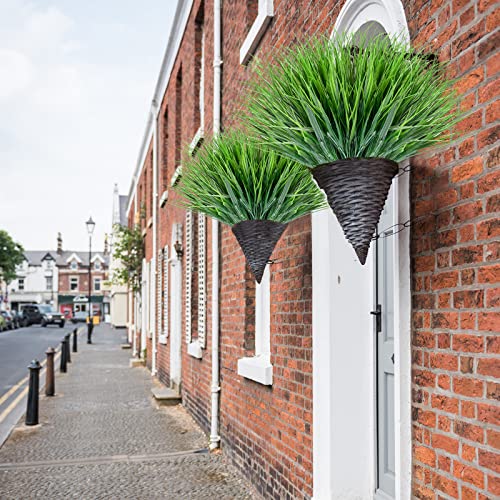 Xeolian 22 Bundles Artificial Plants Fake Outdoor Indoor Grass No Fade Faux Plastic Greenery Shrubs Garden Porch Window Box Décor (Grass) #TOP4