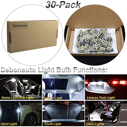 Debonauto-30 X T15 Led Light Bulb Super Bright 6000K 12V T10 921 168 194 Trailer,Boat,Rv,Iandscaping & Camper Interior Wedge 24-Smd(Pure White) #TOP1