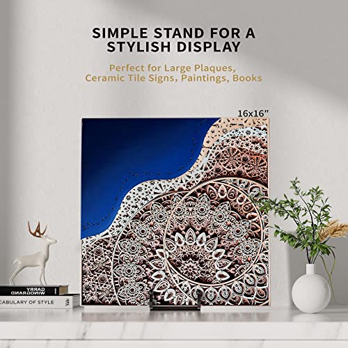 IPAME 3 Pack 8 Inch Large Plate Stands for Display - Metal Square Wire Plate Holder Display Stand + Picture Stand for Book, Platter, Plaque, Photo Easel by IPAME - Image 4