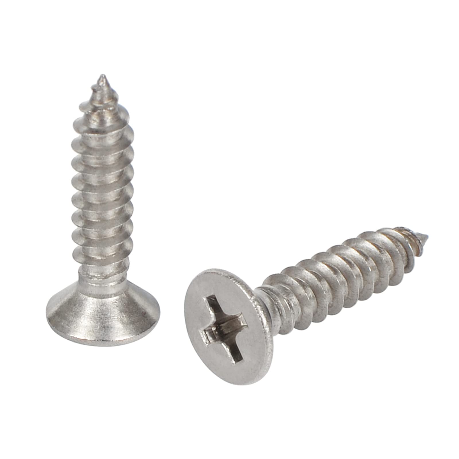 Jigreat #8 x 3/4" Stainless Steel 304 (18-8) Flat Head Phillips Wood Screws 100pcs Solid Stainless Screw