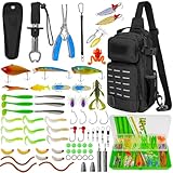 THKFISH 79 Pcs Fishing Tool Kit with Backpack, Tackle Boxes, Pliers, Bait Lure Gear, Fish Hook Remover, Lures, Lip Gripper