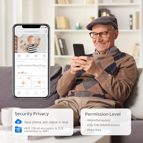 X3 Pro Smart Baby Monitor with Real-Time Contactless Breathing& Sleep Tracking, Cry& Face Cover Detection, Wall Mount& 2K Wi-Fi HD Video Camera and 2-Way Talk, Nightlight and Night Vision - Image 7