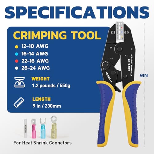 Image of haisstronica Crimping Tool for Heat Shrink Connectors, AWG 26-10, HS-8327